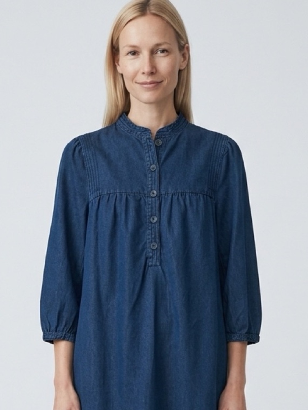 H&M Indigo Denim Size 12 Button-Front Tunic Dress